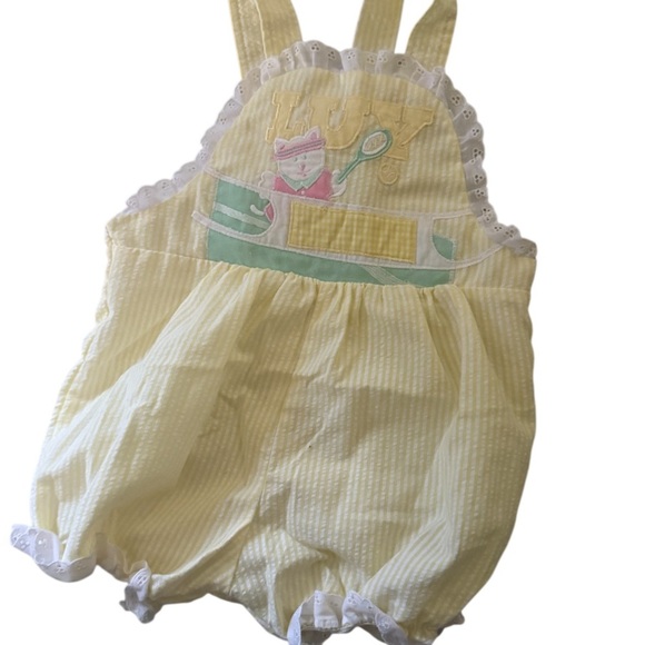 Yellow Pete’s Jeans by Goodlands Baby Romper with Embroidered Design - Picture 1 of 4